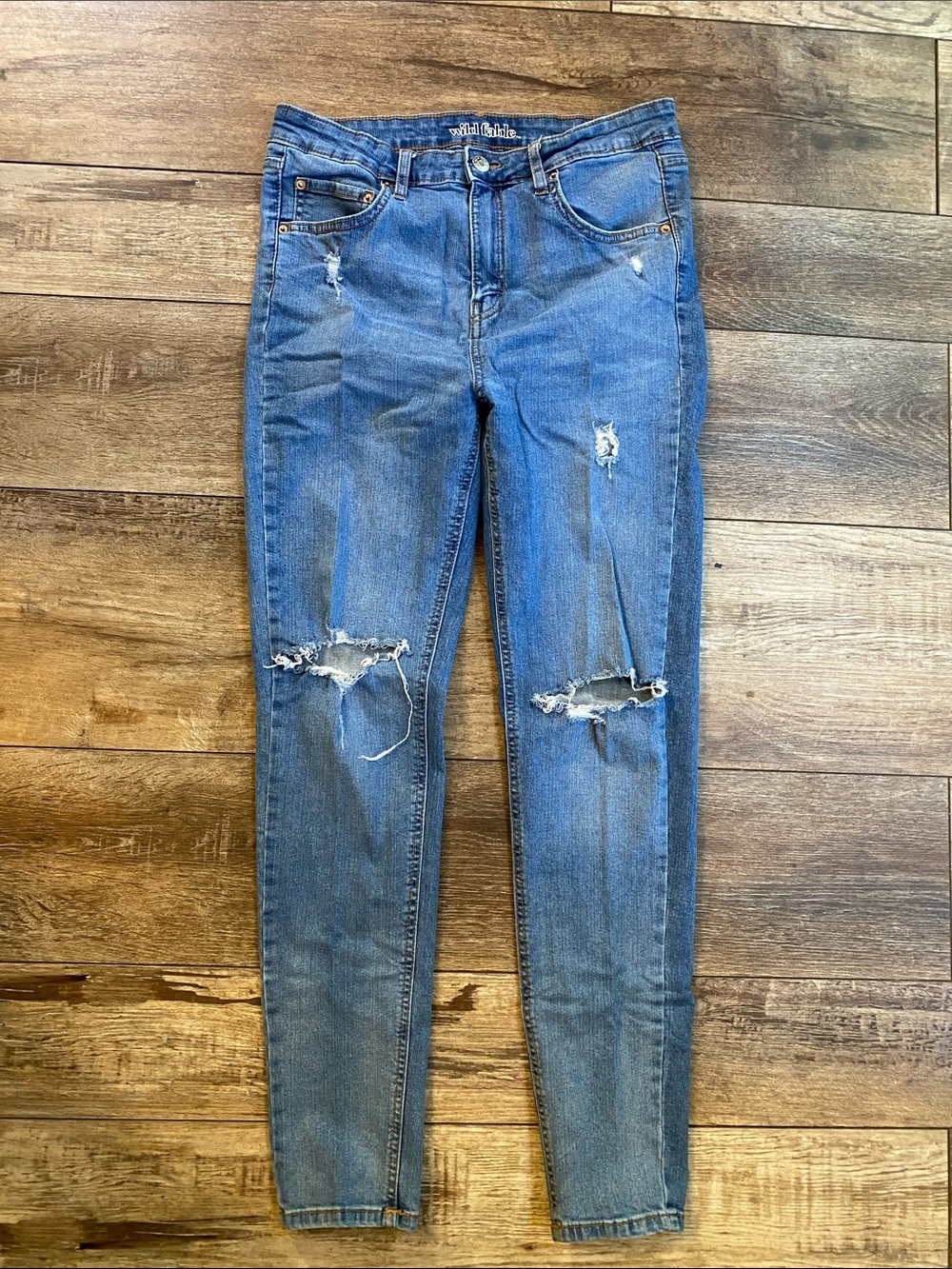 wild fable Blue Distressed Skinny Jeans for women